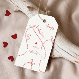 Etiqueta Para Presente Red Ribbon Bows – Modern Happy Valentine’s Day 