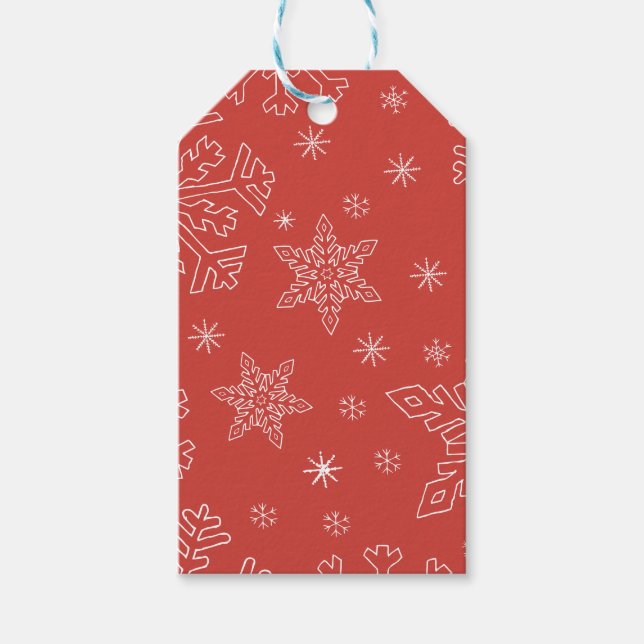 Etiqueta Para Presente Red Snowflake Natal BG Snowflake Boarder (Frente)