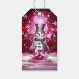 Etiqueta Para Presente Red Snowman Snowflakes Holiday Gift Tag