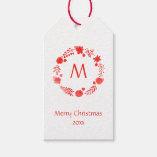 Etiqueta Para Presente Red Watercolor Wreath de Natal
