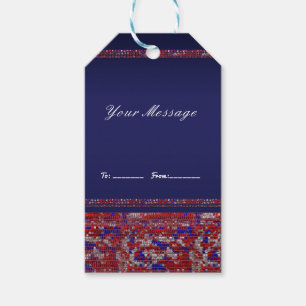 Etiqueta Para Presente Red White e Blue Sparkle Sequins 4 de julho Parte