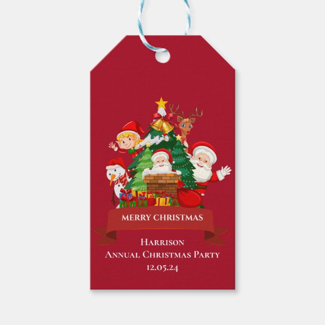 Etiqueta Para Presente Red & White Simple Feliz Natal (Frente)