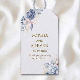 Etiqueta Para Presente Regal Blue & White Wedding Invitation with Gold 