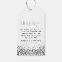 Etiqueta Para Presente REGINA Silver Glitter Sequins Obrigado Tag Dif