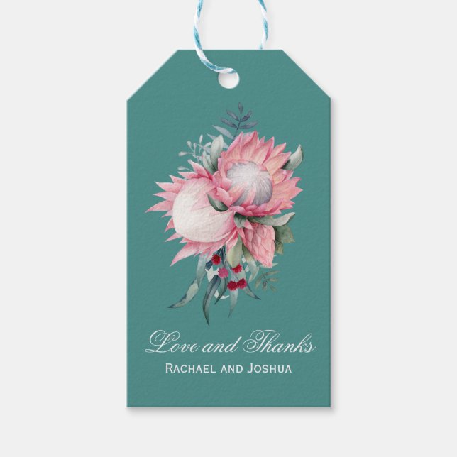 Etiqueta Para Presente Rei Protea Casamento Botânico Obrigado (Frente)