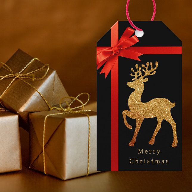 Etiqueta Para Presente Reindeer Clássico de Natal Moderno Elegante (Criador carregado)