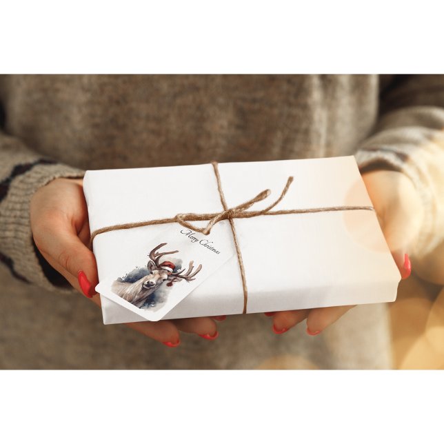 Etiqueta Para Presente Reindeer de Natal, personalizável (Criador carregado)