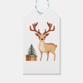 ETIQUETA PARA PRESENTE REINDEER E ÁRVORE DE NATAL