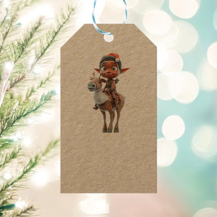 Etiqueta Para Presente Reindeer Rider Christmas Elf Kraft Gift Tags