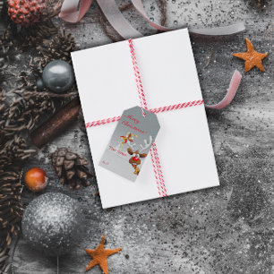 Etiqueta Para Presente Reindeer Snowflake - letra vermelha minimalista Ta