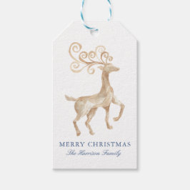 Etiqueta Para Presente Rena de Natal em Aquarela Azul