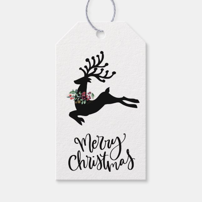 Etiqueta Para Presente Rena de Natal Feliz  (Frente)