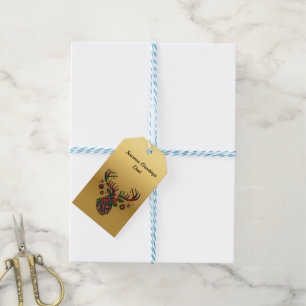 Etiqueta Para Presente Rena de Natal Tartan - Etiqueta de Presente Person