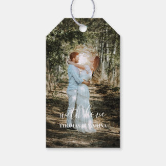 Etiqueta Para Presente Retrato de Casamento Personalizado Caligrafia Mode