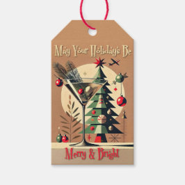 Etiqueta Para Presente Retro 50s Jet Set Martini de Natal Árvore de Natal