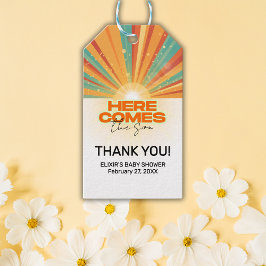 Etiqueta Para Presente Retro Aqui Vem O Chá de fraldas Filho