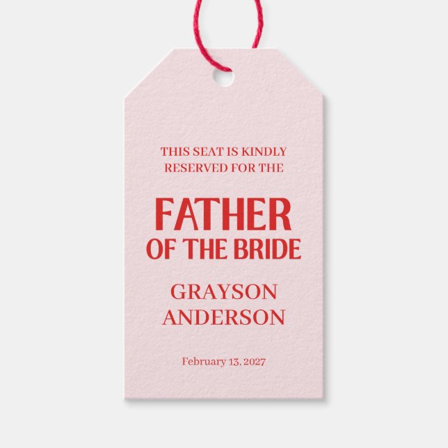 Etiqueta Para Presente Retro Casamento de São Valentão Rosa Vermelho (Frente)