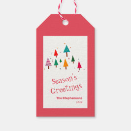 Etiqueta Para Presente Retro Cute Christmas Trees Gift Tag