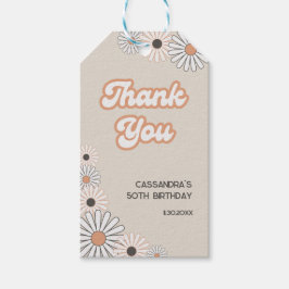 Etiqueta Para Presente Retro Daisy Boho Terracota Natural Aniversário de 
