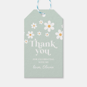 Etiqueta Para Presente Retro Daisy green boho obrigado você prefere marc