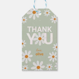Etiqueta Para Presente Retro Daisy Obrigado Marca Favorável