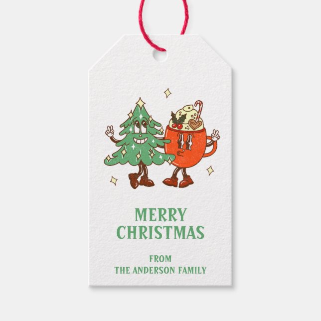 Etiqueta Para Presente Retro Feliz Natal (Frente)