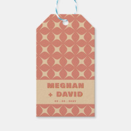 Etiqueta Para Presente Retro Groovy 70s Padrão Boho Terracotta Casamento