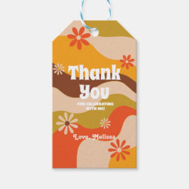 Etiqueta Para Presente Retro Groovy Hippie Flower Sweet 16 Obrigado