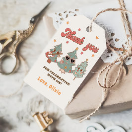 Etiqueta Para Presente Retro Groovy Hippie Natal Tree Favor de Aniversári