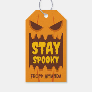 Etiqueta Para Presente Retro Halloween Fica Assustado Rosto Laranja De Ab