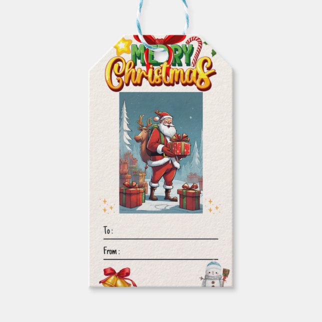 ETIQUETA PARA PRESENTE RETRO MERRY NATMAS (Frente)