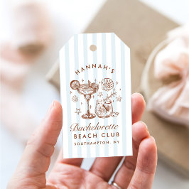 Etiqueta Para Presente Retro Modern Blue & Brown Bachelorette Weekend