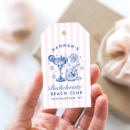 Etiqueta Para Presente Retro Modern Pink & Blue Bachelorette Weekend