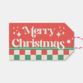 Etiqueta Para Presente Retro Pink and Green Christmas Check