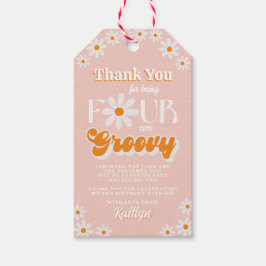 Etiqueta Para Presente Retrô Quatro Meninas de Groovy 4º aniversário