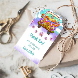 Etiqueta Para Presente Retro Rainbow Groovy Obrigado Presente