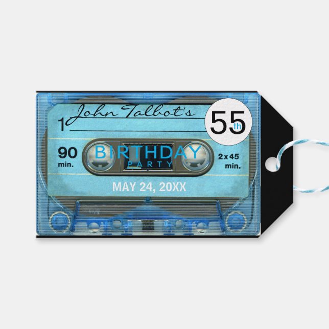 Etiqueta Para Presente Retro T4 Audiotape 55º Aniversário Obrigado Presen (Frente (horizontal))