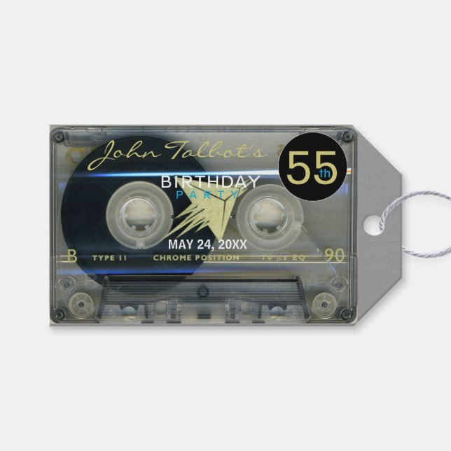 Etiqueta Para Presente Retro T5 Audiotape 55º Aniversário Obrigado presen (Frente (horizontal))