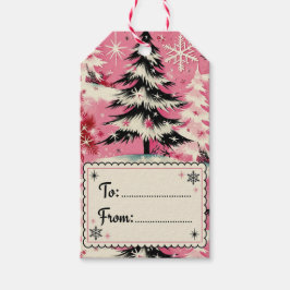 Etiqueta Para Presente Retro Vintage Christmas: 1950's Pink Xmas