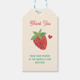 Etiqueta Para Presente Retro Vintage Strawberry Cute Dotado Obrigado