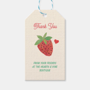Etiqueta Para Presente Retro Vintage Strawberry Cute Dotado Obrigado