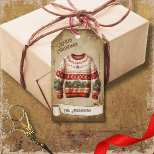 Etiqueta Para Presente Retro Vintage Ugly Sweater Feliz Natal