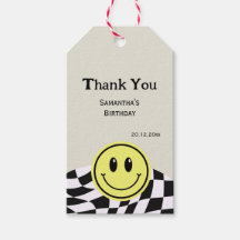 Retro Vintage verificou o aniversário preto Obriga