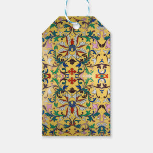 Etiqueta Para Presente Retro Vintage Yellow Floral Minton Azulejo Botânic