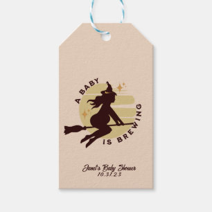 Etiqueta Para Presente Retro Witch Baby está Grávida Chás de Bebê