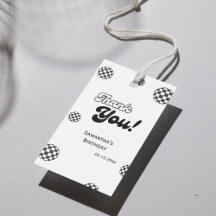 Retro Xadrez "Obrigado" Preto e Branco Groovy