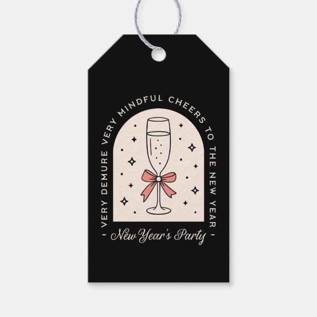 Etiqueta Para Presente rico de véspera de ano novo preto (Frente)