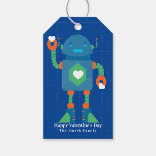 Etiqueta Para Presente Robô Fofo Feliz Dia dos Namorados Azul