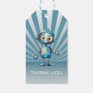 Etiqueta Para Presente Robô Tema Aniversário Obrigado