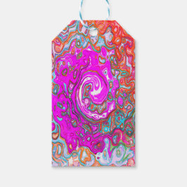 Etiqueta Para Presente Rodeio Abstrato Groovy Roxo e Laranja em Espiral